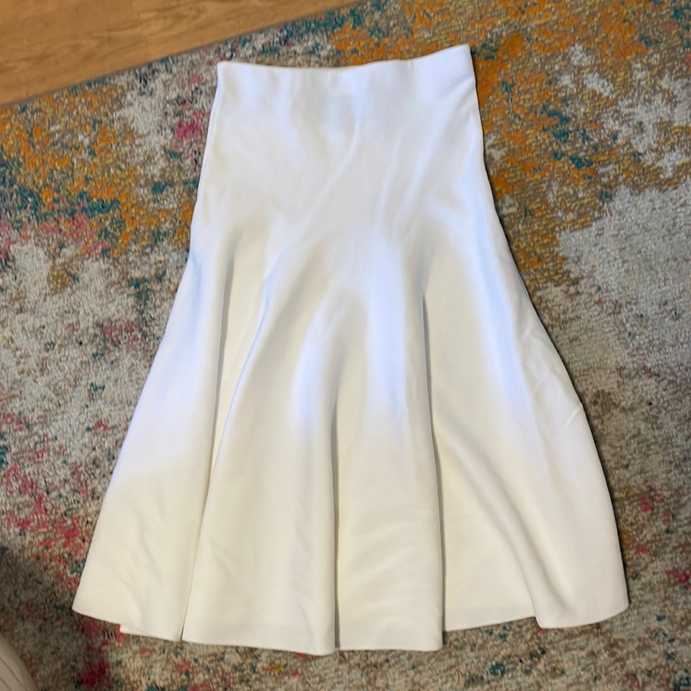 Women's White Flared Midi Skirt